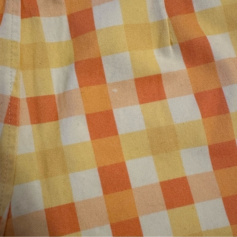 Free People She's All That Plaid Crop High Waist Pants Orange Yellow Sz 12 New - Picture 10 of 10